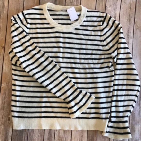 J. Crew Sweaters - J.Crew Stripe Ruffle Cuff Cable Sweater